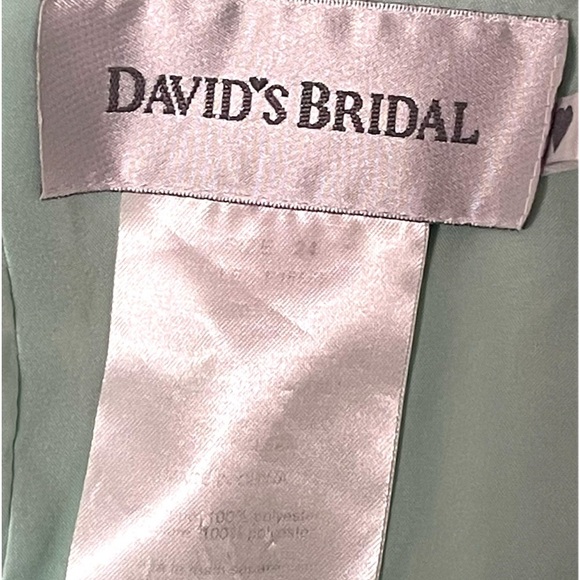 David's Bridal Mint Green Chiffon Strapless Sweetheart Bridesmaid Dress Long - Picture 5 of 6